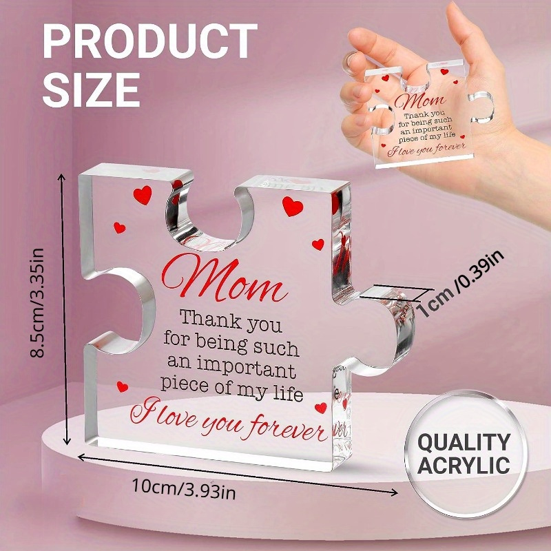 Engraved Acrylic Block Puzzle Mom Present, Birthday Gifts For Mom