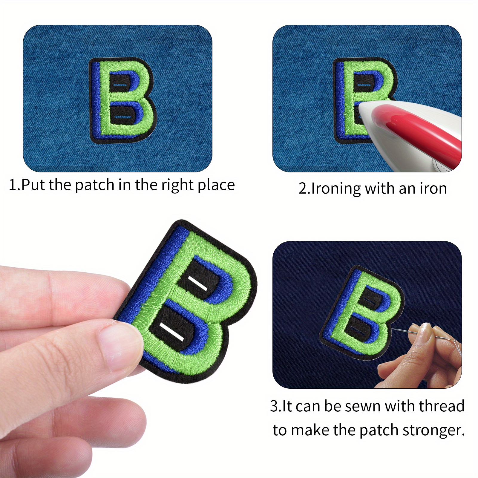 Blue Color Letter Patches A z Iron On Heat Repair Patches - Temu