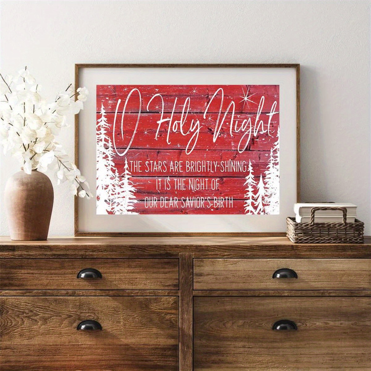 Oh Holy Night the Stars Are Brightly Shining Christmas Wall Art Canvas,  Christmas Gifts - Christ Follower Life