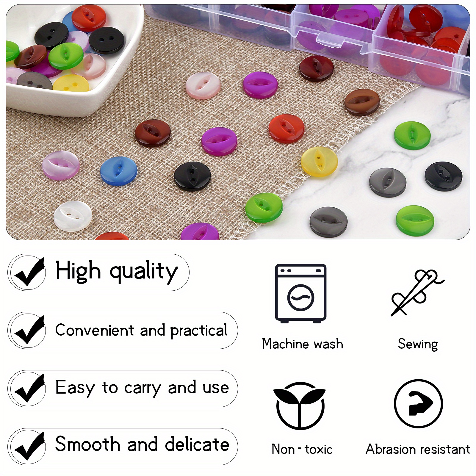 70 Small Buttons, 9 mm Resin Buttons, Wholesale Bulk Buttons, Sewing