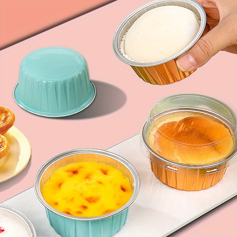 5pcs Dessert Paper Cup Cake Bowl Aluminum Foil Cupcake Liners Air Fryer  Special Bowl Pudding Cake Mold Baking Tool