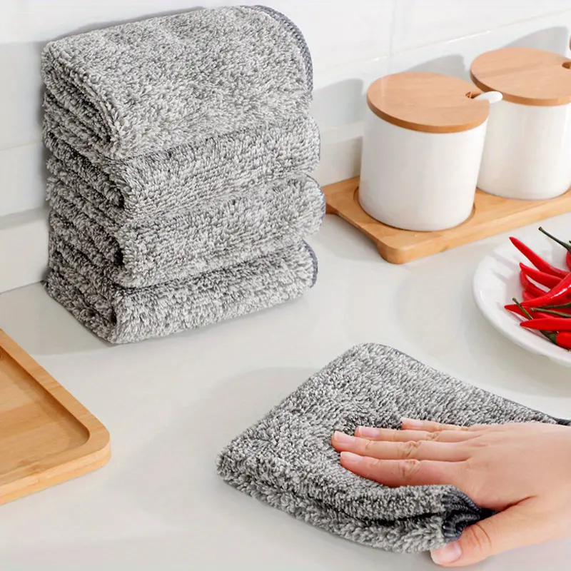 Microfiber Kitchen Towel Set Bamboo Fier Towels For Kitchen Soft Dish Cloth  Absorbent Cleaning Cloth Rags - Temu