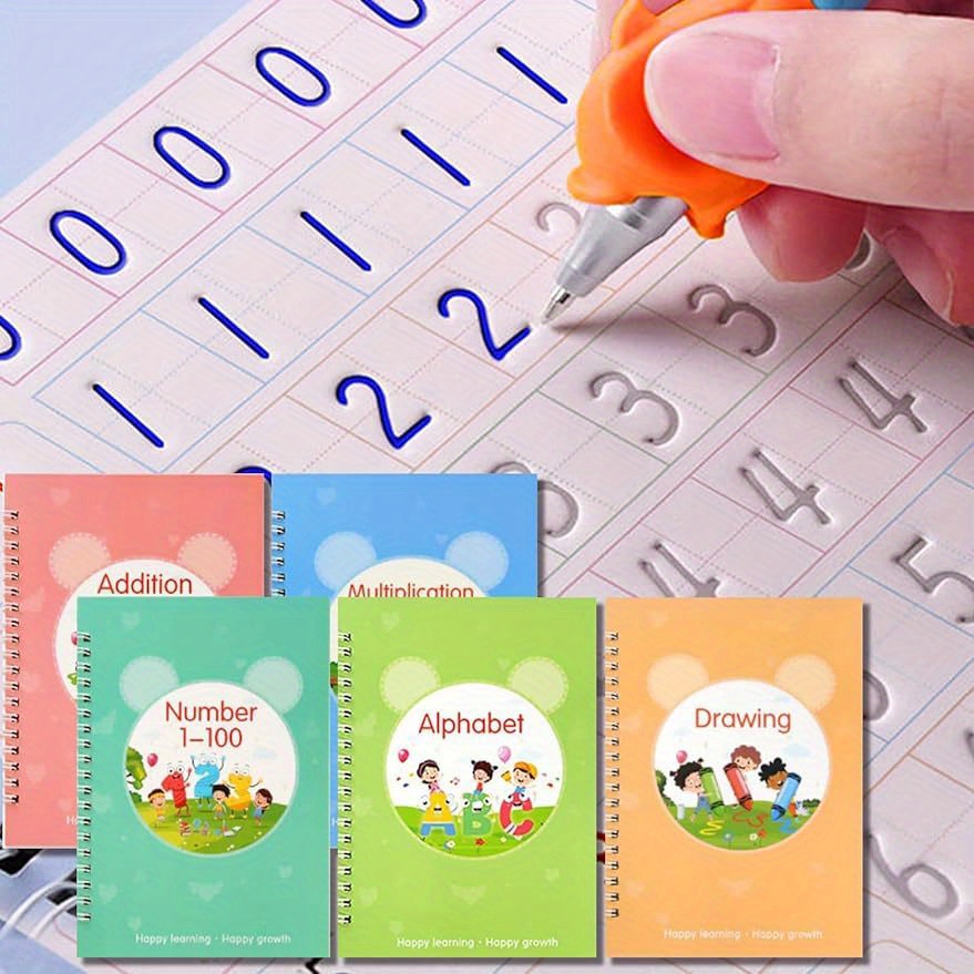  4 cuadernos de escritura a mano ranurados para niños