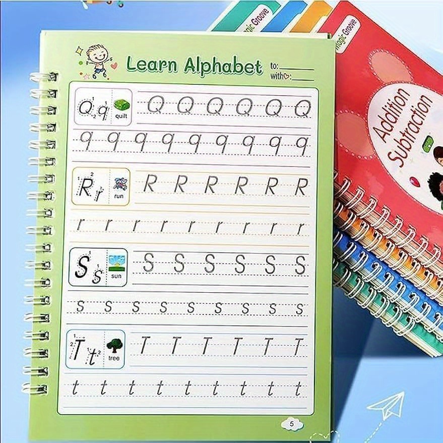 5Pcs Handwriting Practice for Kids Reusable Grooved Handwriting