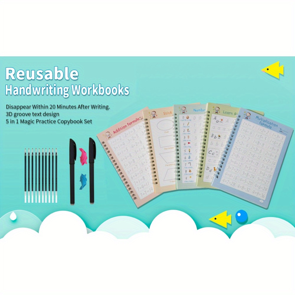  Reusable Grooved Handwriting Book For Kids Age 3-8