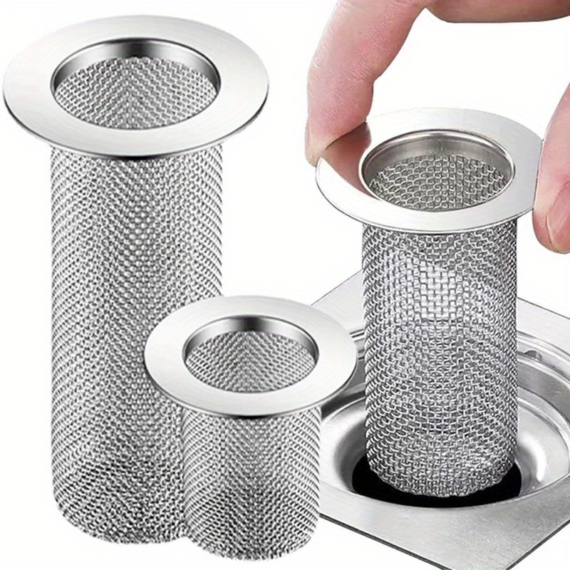 LANTRO JS - Filtro de desagüe para lavabo, de acero inoxidable,  tipo prensa, tapón de desagüe para fregadero de baño, 2.4 x 2.4 x 2.0  pulgadas : Hogar y Cocina