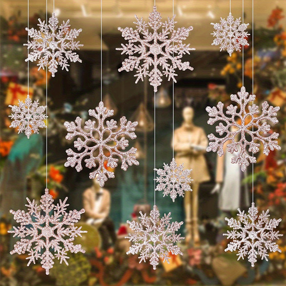 White Snowflake Ornaments, 6 Pack Large Plastic Snowflake Decorations Snowflakes Christmas Decorations, Hanging Snowflake Decorations for Winter