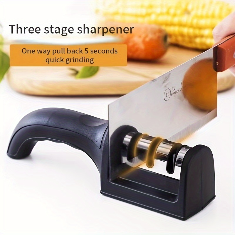 3 in 1 Kitchen Knife Sharpener,Best Knife Accessories,Sharpener Grinder  Sharpening Tools Peakally Manual 3 Stages Knife Sharpener,Easy to Sharpen