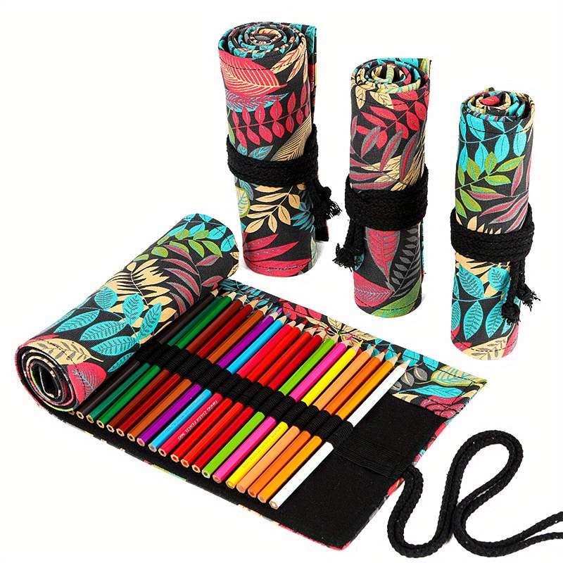 

Fabric Pencil Roll-up Case - 12/24/36/48 Slots, Multi- Storage For School Supplies & Cosmetics
