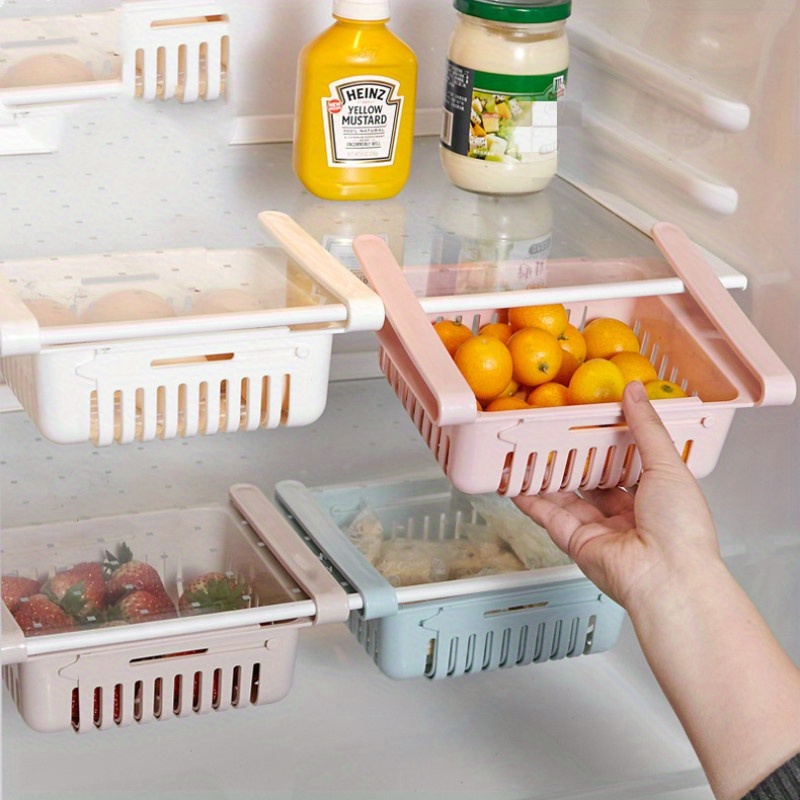 

1pc Adjustable And Stretchable Refrigerator Organizer Drawer Basket, Refrigerator Storage Box