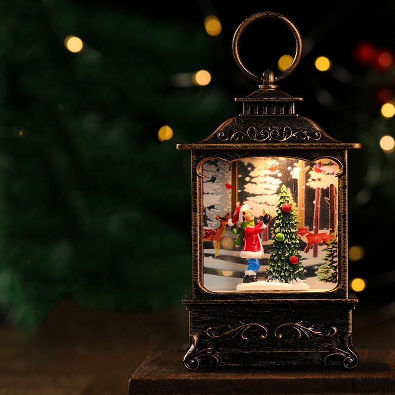Vintage Christmas Led Lantern Battery Operated Santa Claus Snowman