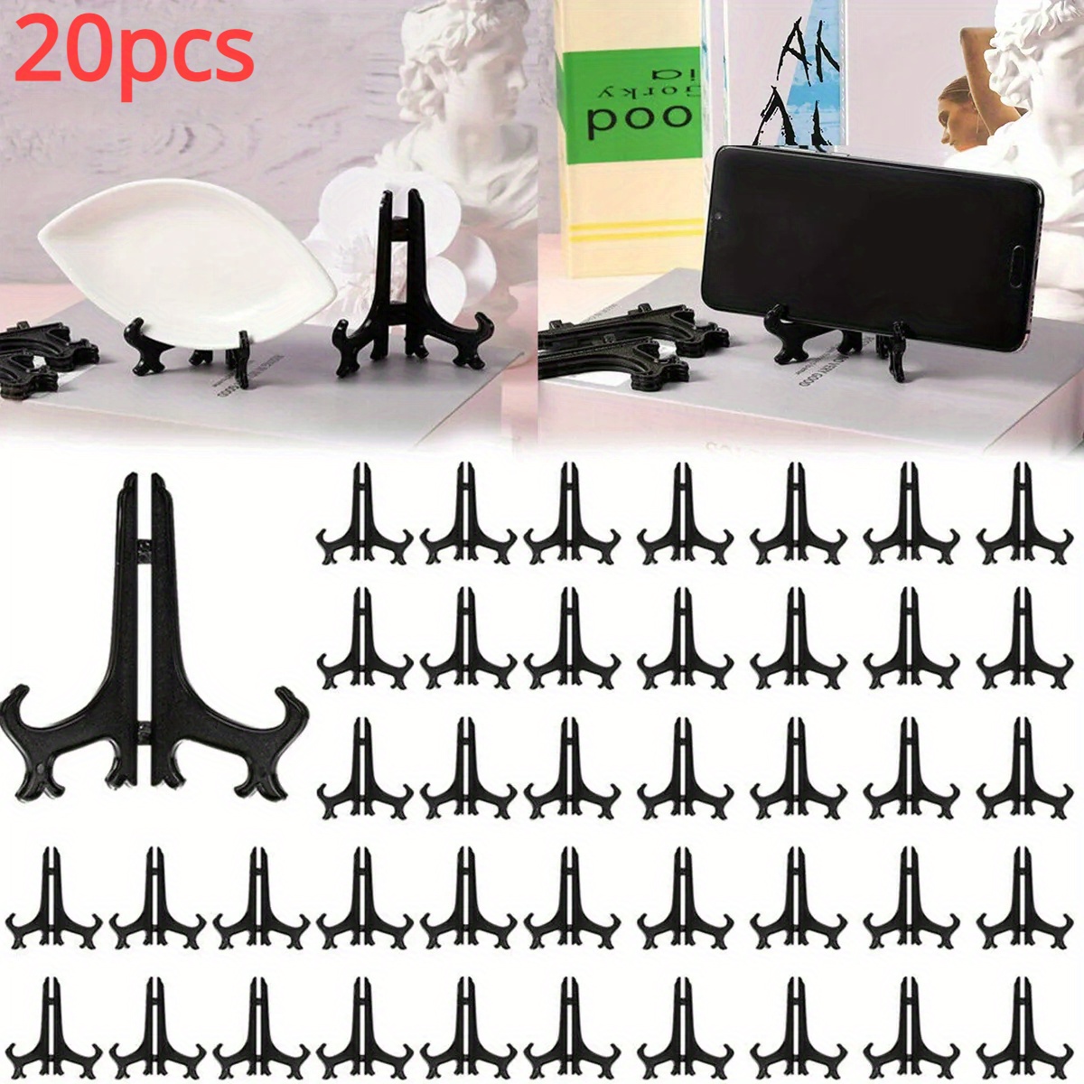 12 6pcs/Set Plastic Easels Plate Display Stands Picture Frame Stand Holder  