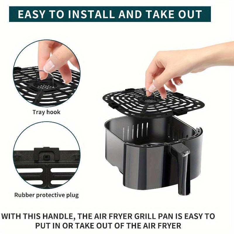 Air Fryer Crisper Plate Stainless Steel Air Fryer Grill Pan Nonstick Air  Fryer Grill Plate Reusable Dishwasher Safe Air Fryer Replacement Parts With  Rubber Bumper For Air Fryer Cooking - Temu