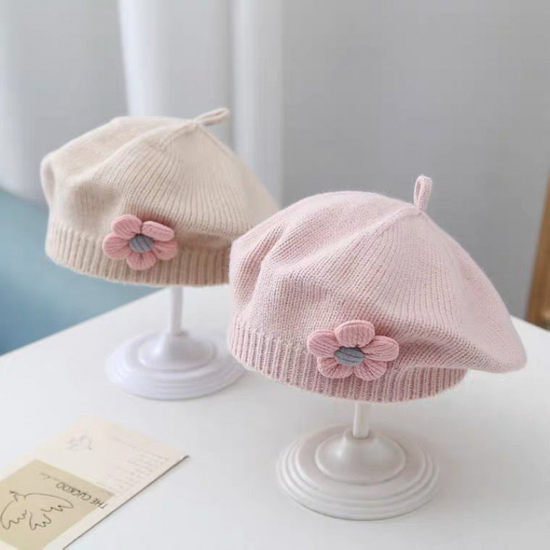 1pc Gorro Boina Punto Color Sólido Niños Niñas Pequeños - Temu