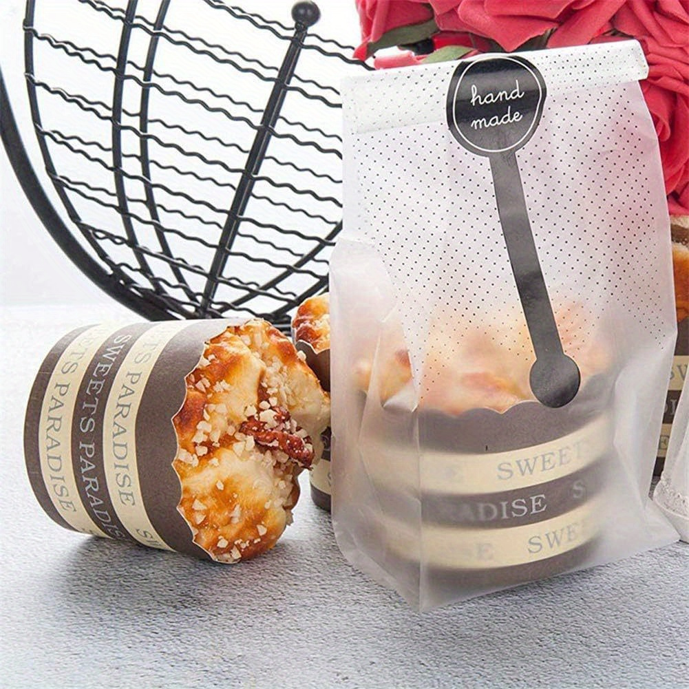 100pcs biscuit bags translucent plastic candy bags snack bags valentines day gift bags for mini bread bundle cake     packaging with stickers details 6