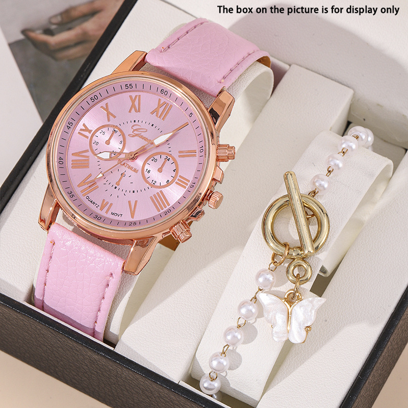 ラインストーン付き ピンク クォーツ腕時計 星のバングル2個セット 腕時計 【大放出セール】 - 時計