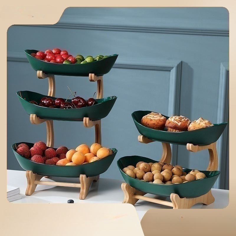 Wooden/Wood Basket/Stand/Tray with 2-Tier for  Snacks/Bread/Fruit/Vegetable/Food/Drink Storage - China Food Trays and  Solid Wood Tray price