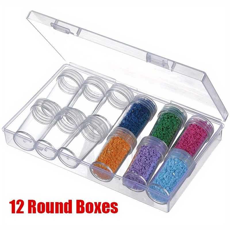 12pcs Round Mini Transparent Storage Box, Storage Organizer With Cover,  Clear Storage Container For Diamond Painting Beads Accessories Jewelry  Rhinest