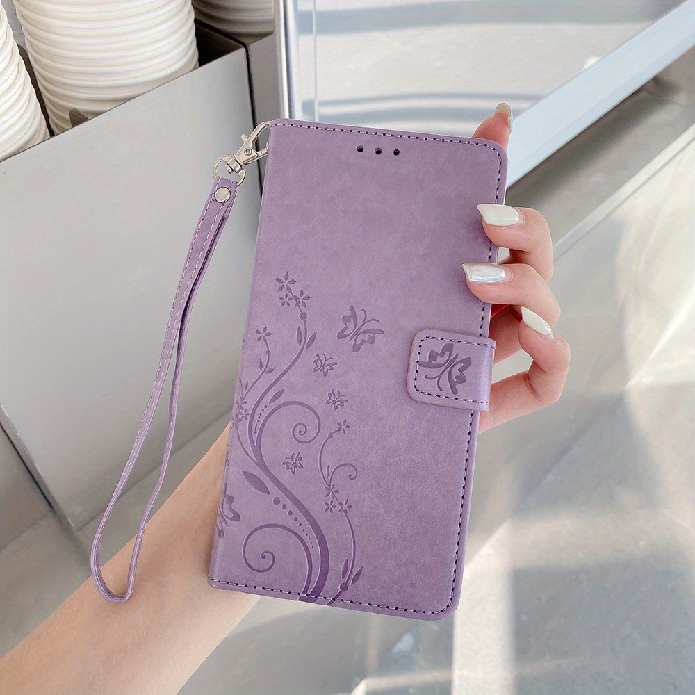 

Butterfly Luxury Pu Leather Wallet Flip Phone Case For 15 14 13 12 11 Pro Max Xsmax Xr Xs 6plus 7plus 8 Plus 7 8 6s Se2 Se3 With Lanyard Card Slots Mobile Phone Bag