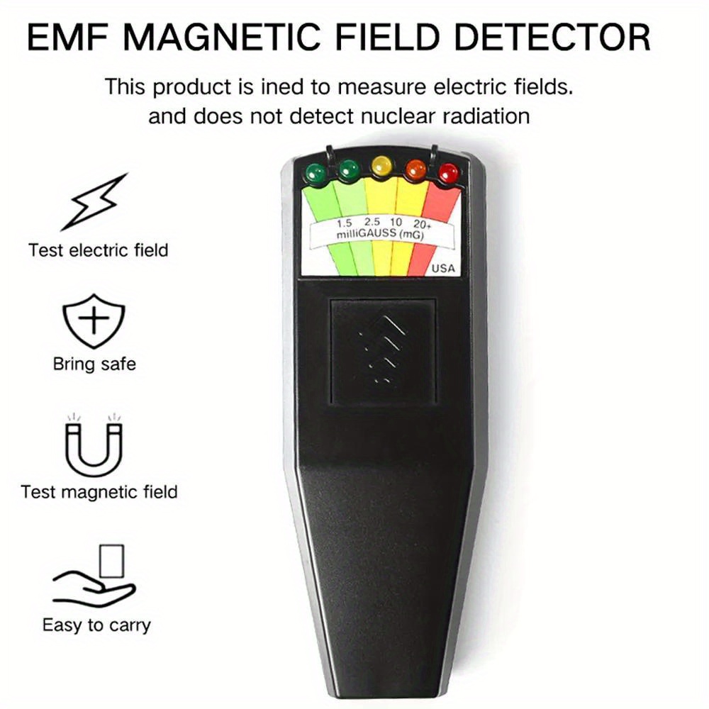 5-LED EMF Meter Détecteur De Champ Magnétique Chasse Aux Fantômes  Équipement Paranormal Testeur De Compteur Portable