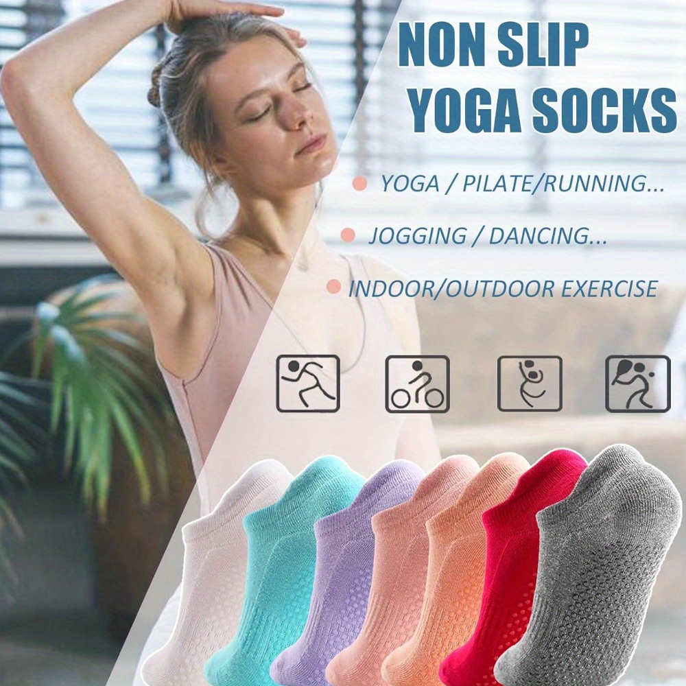 Non Slip Yoga Socks Low Cut Grip Socks Pilates Yoga Barre - Temu