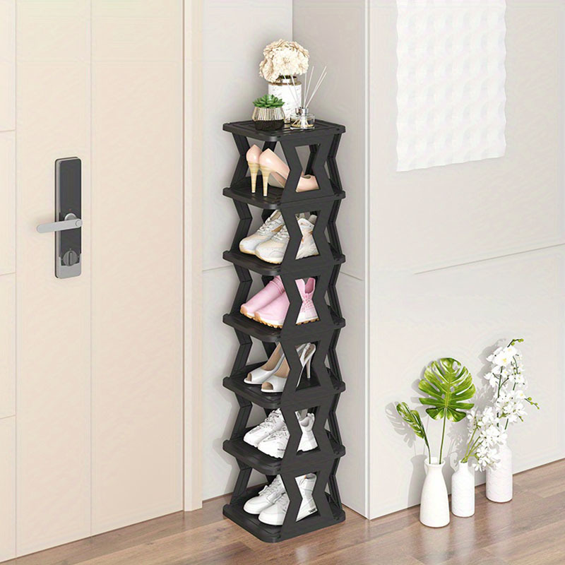 

1pc Simple Shoe Rack With Multi-layer, Narrow Free Standing Plastic Shoe Storage Container For Bedroom, Hallway, Bathroom, Office, Home, Household Storage And Organization