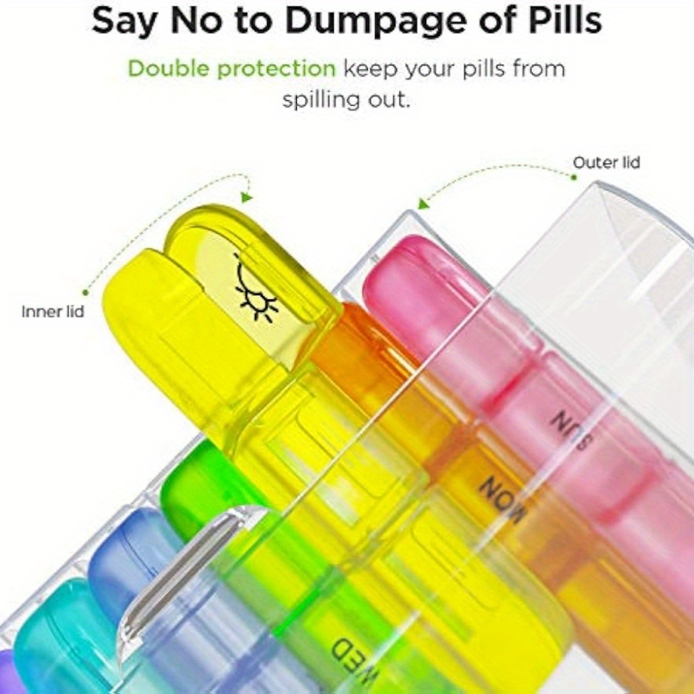Large 3 Times a Day Weekly Pill Organizer, 7 Grid Portable Pill Case