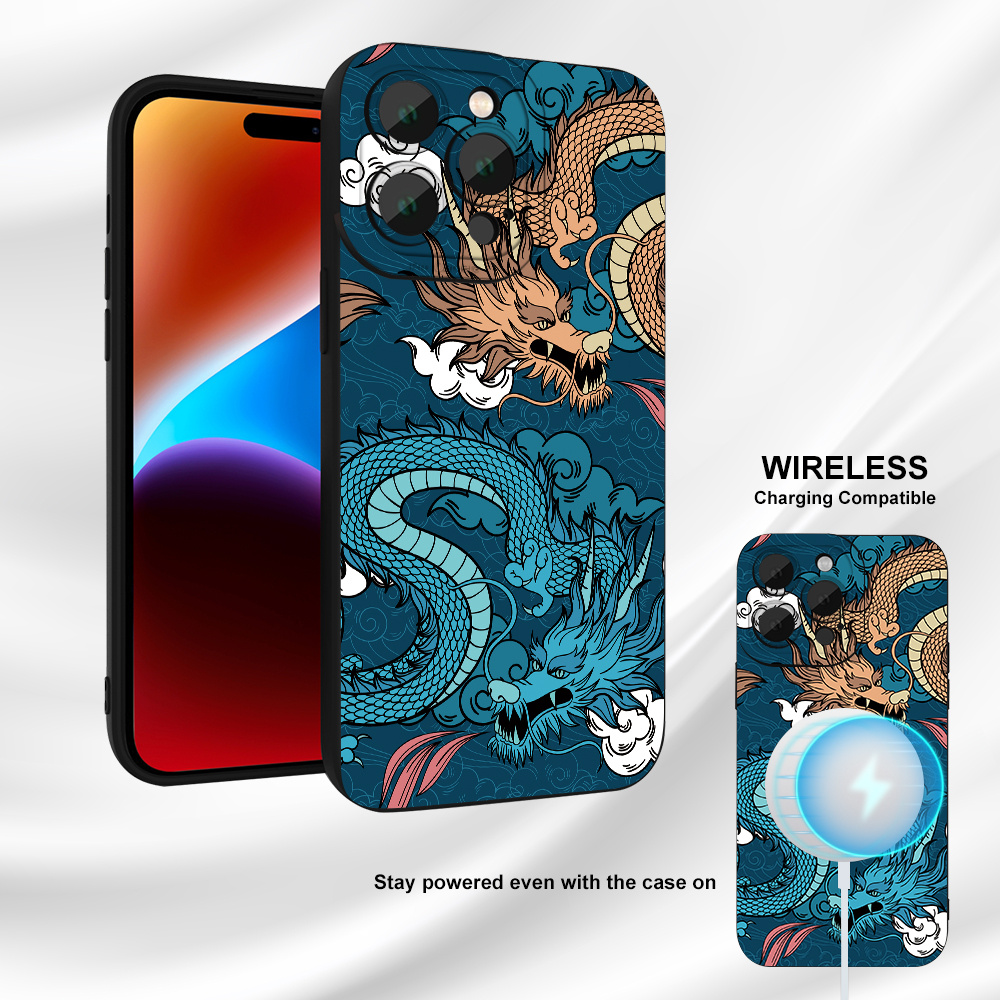

Dragon Pattern Frosted Tpu Painted Phone Case For Iphone 7/8/se2/se3/x/xs/xr/11/12/13/14/15 Pro Max