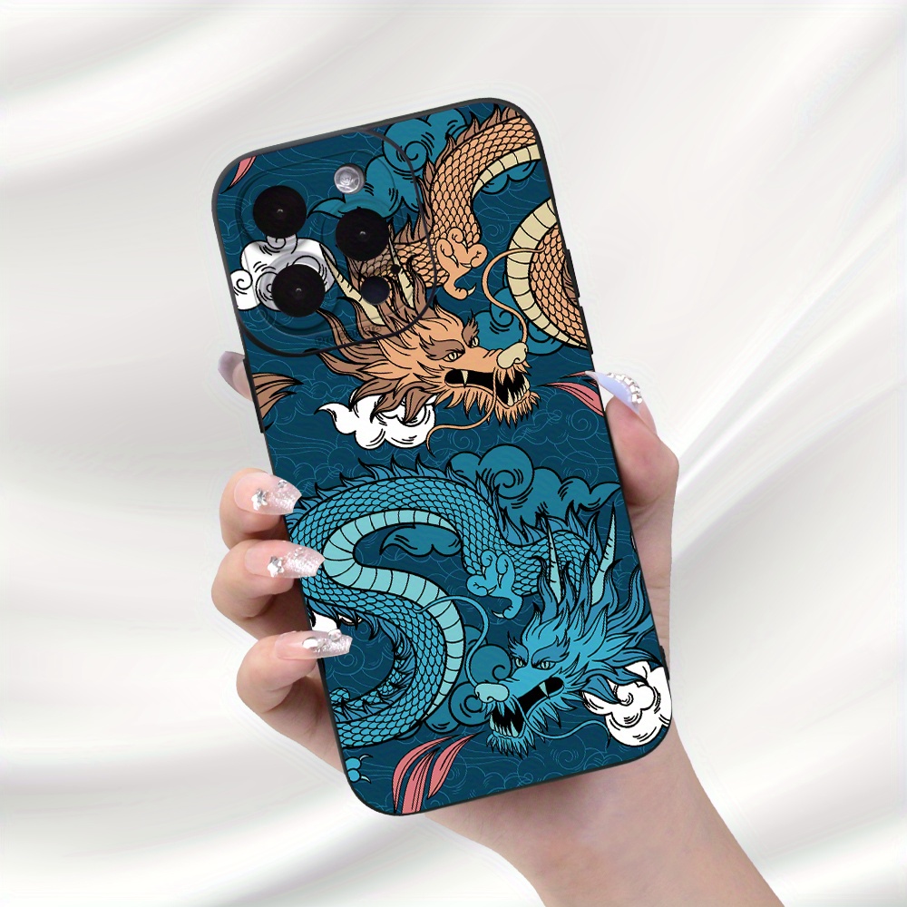 Dragon Pattern Frosted Tpu Painted Phone Case Iphone Temu