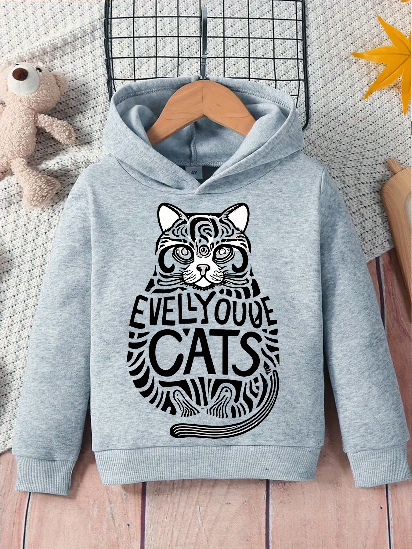 Grey sales cat hoodie