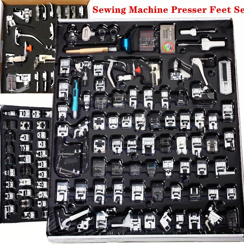  17 Set Universal Industrial Sewing Machine Parts with Case,  Professional Sewing Machine Presser Feet Set, Narrow Rolled Hem and  Adjustable Guide,Sewing Equipment Accessories
