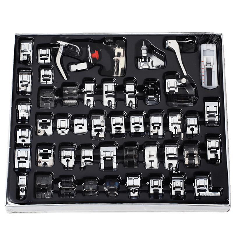  17 Set Universal Industrial Sewing Machine Parts with Case,  Professional Sewing Machine Presser Feet Set, Narrow Rolled Hem and  Adjustable Guide,Sewing Equipment Accessories