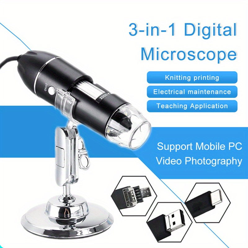 LCD Digital Microscope,4.3 Inch 1080P 10 Megapixels,1-1000X Magnification  Zoom Wireless USB Stereo Microscope Camera,10MP Camera Video Recorder with
