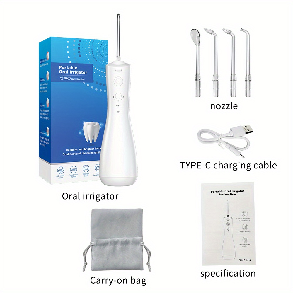 water flosser cordless for teeth cleaning 4 modes dental oral rinse portable and rechargeable ipx7 waterproof personal orthodontic supplies water tee details 5