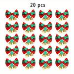 20pcs Hanging Cloth Christmas Bows With Bells Pendant Home Decor Tree Charms Bows Bells Crafts Hangings Scene Ornament