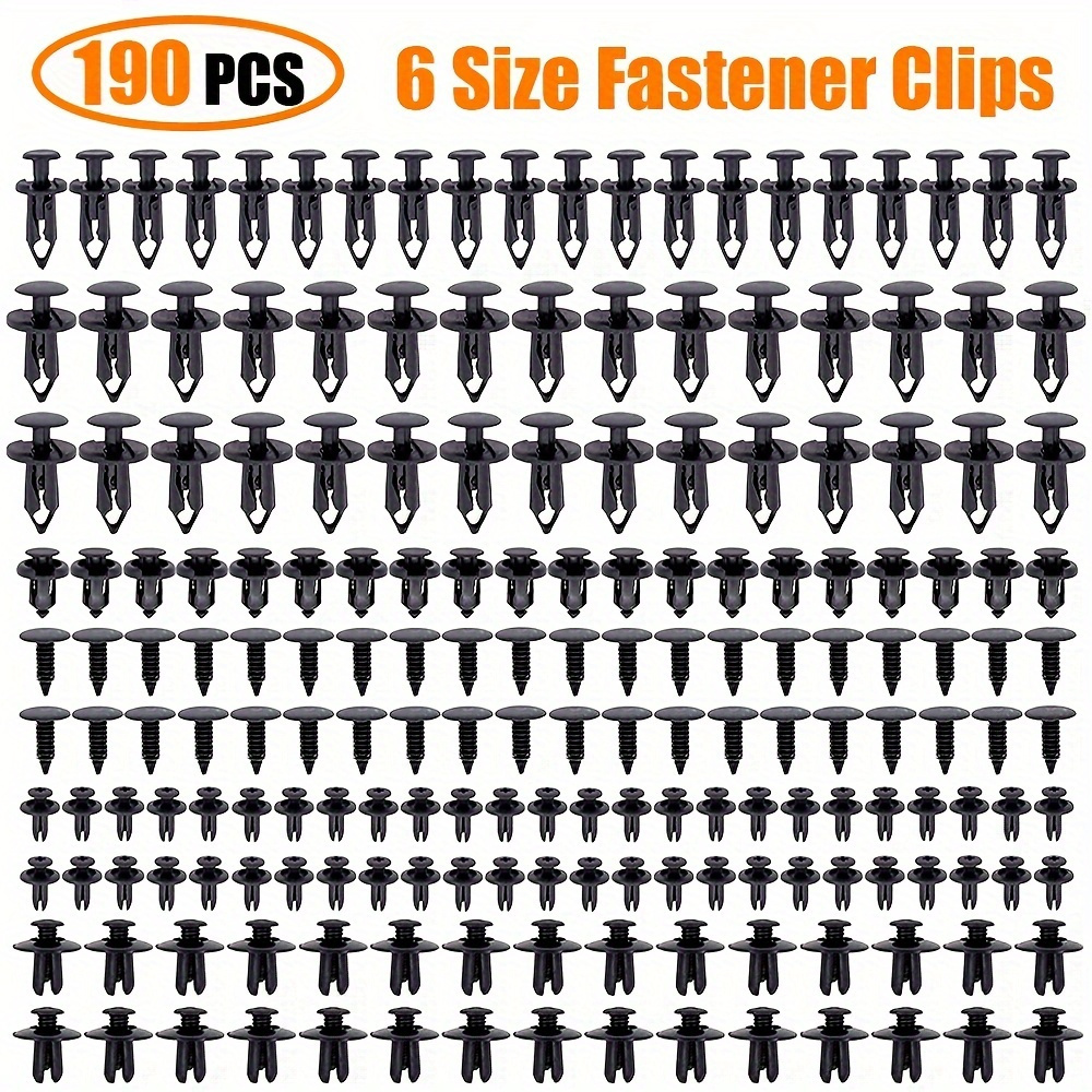190pcs Car Clamp Kit - 6 Sizes Of Plastic Fasteners For Car Trim Panel Push  Pin Clips, Truck And Motorcycle Body Bumper Fender Rivet Kit