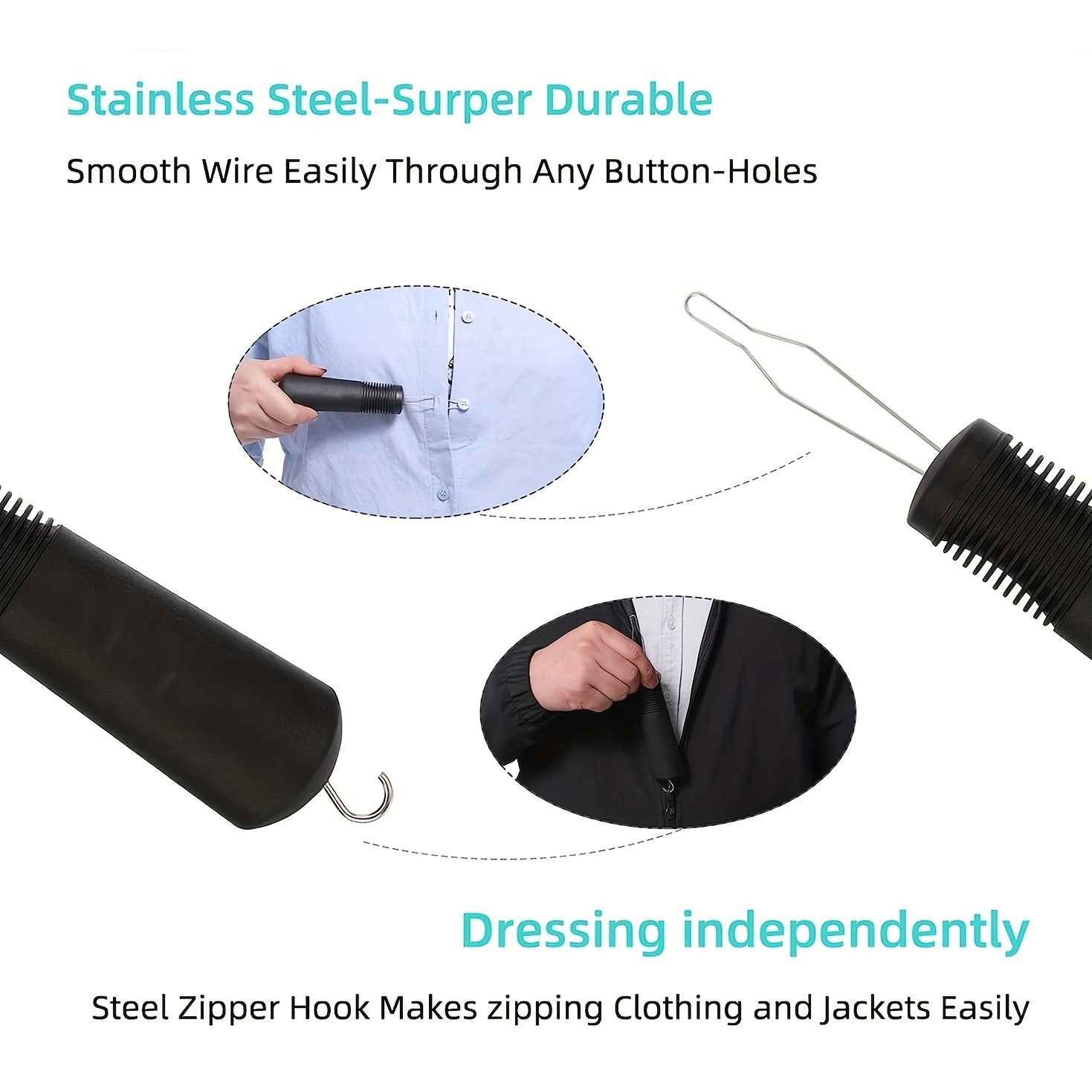 Zipper Puller Helper Button Hook, Clothes Button Puller Aid Arthritis &  Joint Pain Patients, Suitable For Difficulty Buttoning Buttons(1pc, Blac