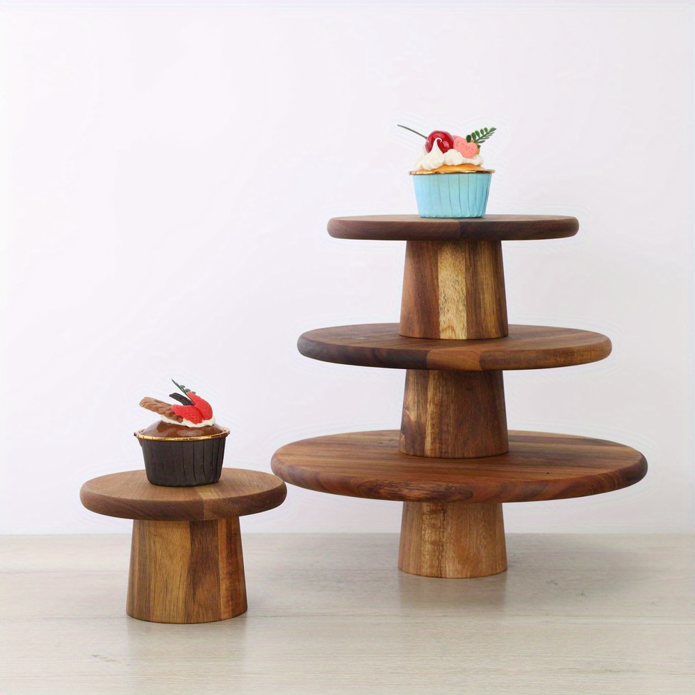 

Wood Cake Stand Multiuse Wooden Plate Dessert Stand Afternoon Tea Serving High Tray Cupcake Holder Cakes Table Display Plates Eid Al-adha Mubarak