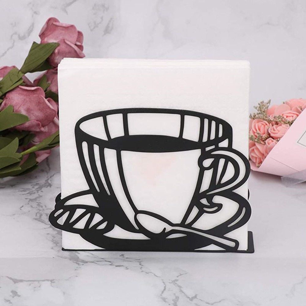 

1pc Black Napkin Holder, Room Decors, 5.1 X 3.9 X 1.57 Inches Stainless Steel Standing Napkin Dispenser Coffee Holders For Paper Kitchen