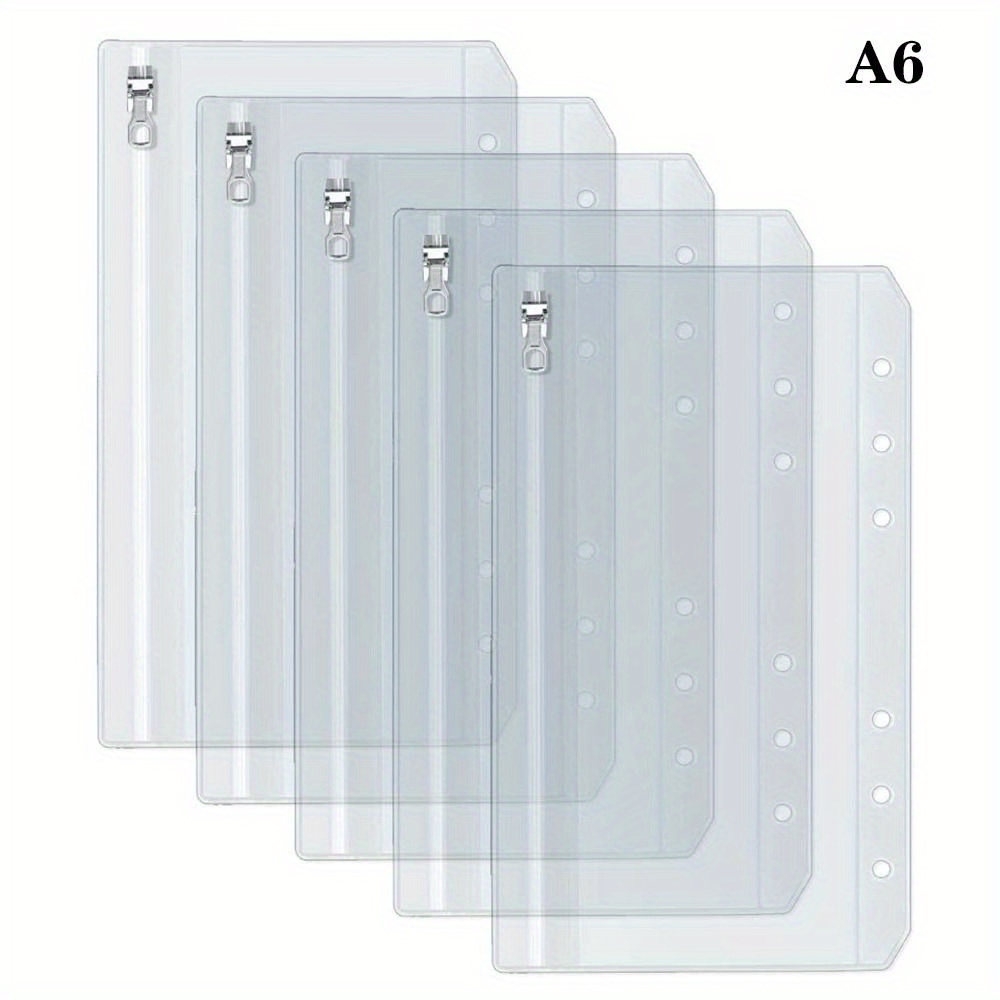 A5/a6/a7 Binder Pockets Transparent Pvc 6 hole Binder - Temu