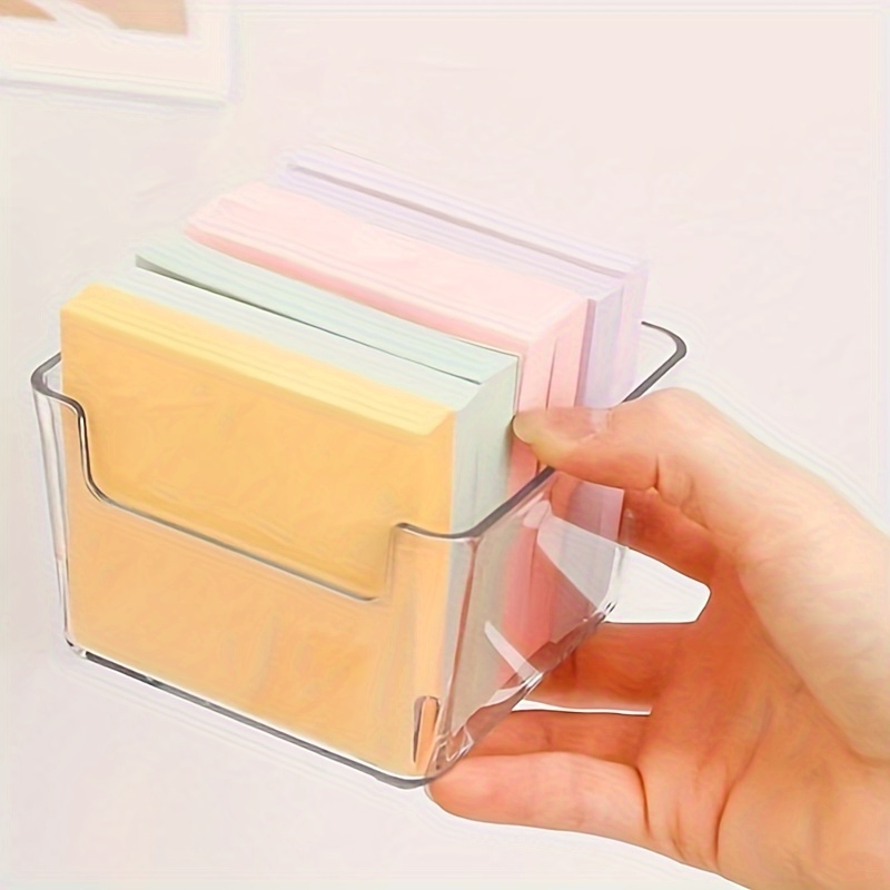 Clear Small Sticky Note Storage Box Plastic Storage Box For - Temu