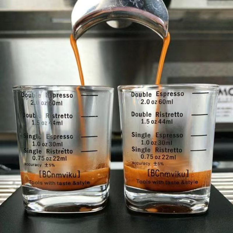 BCnmviku Shot Glasses Espresso Parts Double Spouts Milk Cup Clear Glass  (Clear Glass-2Pack)