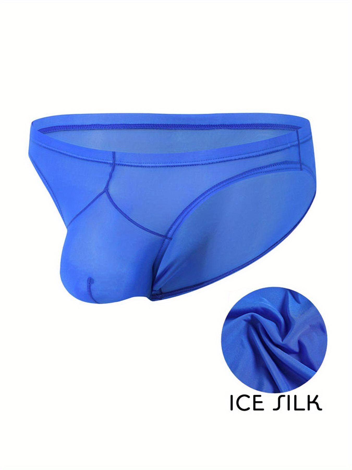 Men Ice Silk Briefs Seamless Comfy Boxer Shorts Bulge Pouch