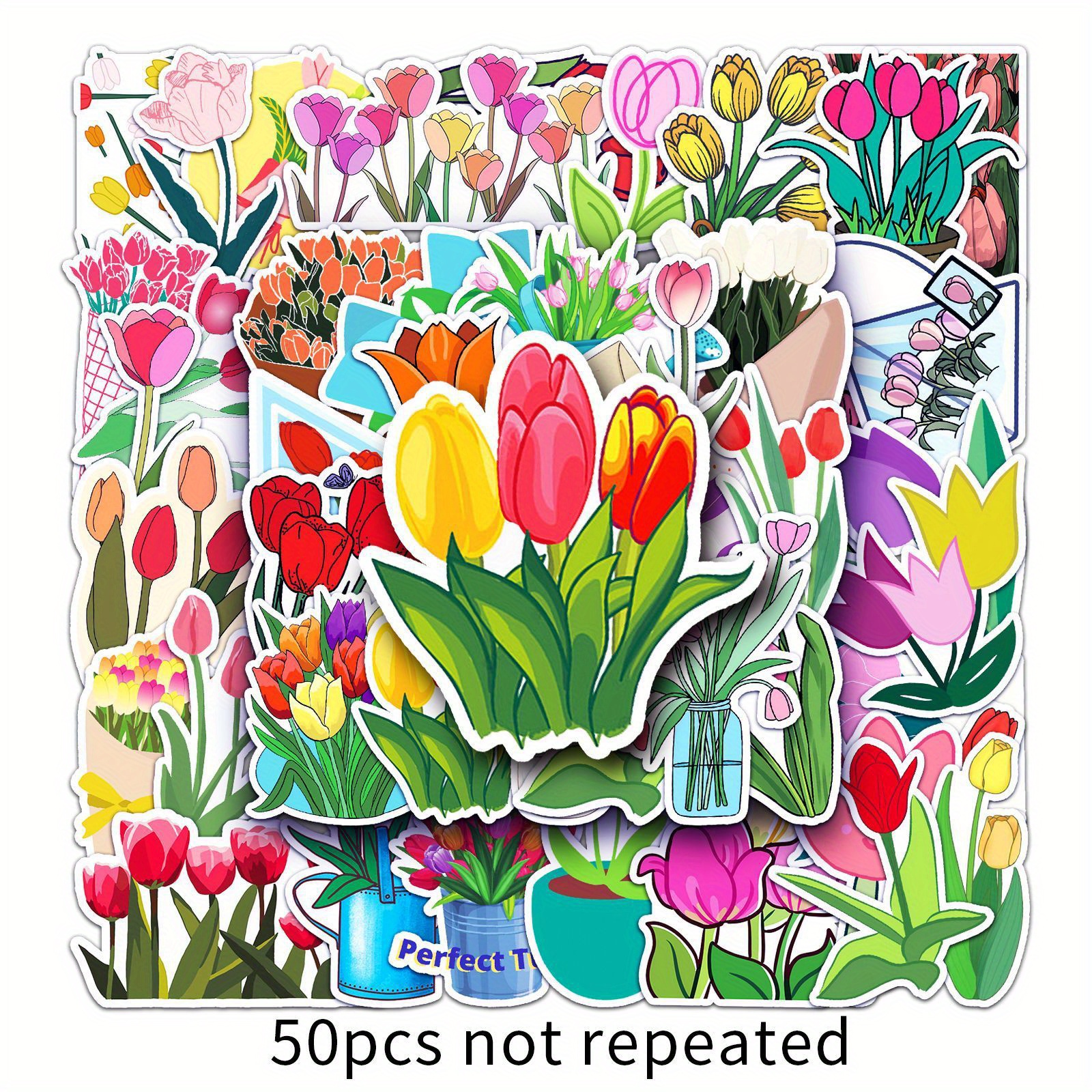 Stickers Porte Trompe Loeil Belles Tulipes Imperméable Stickers