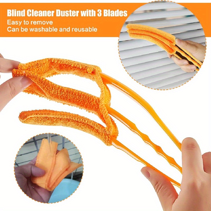 Window Blind Cleaner Duster Brush with Washable 3 Finger