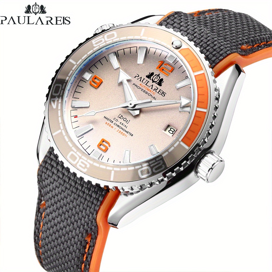 Paulareis Fully Automatic Mechanical Watch, Luminous Canvas Rubber