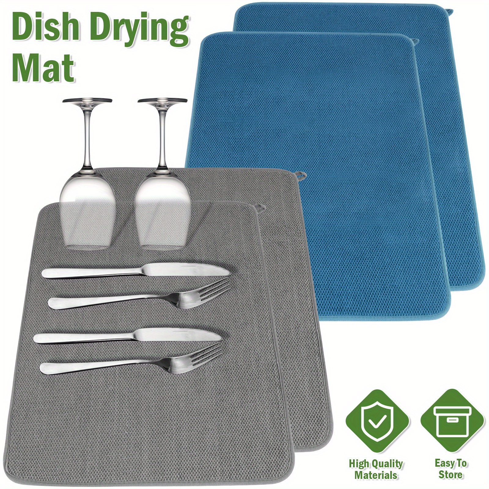 Kitchen Microfiber Dish Drying Mat 24 x 18 Ultra Absortant Dish Drying  Rack