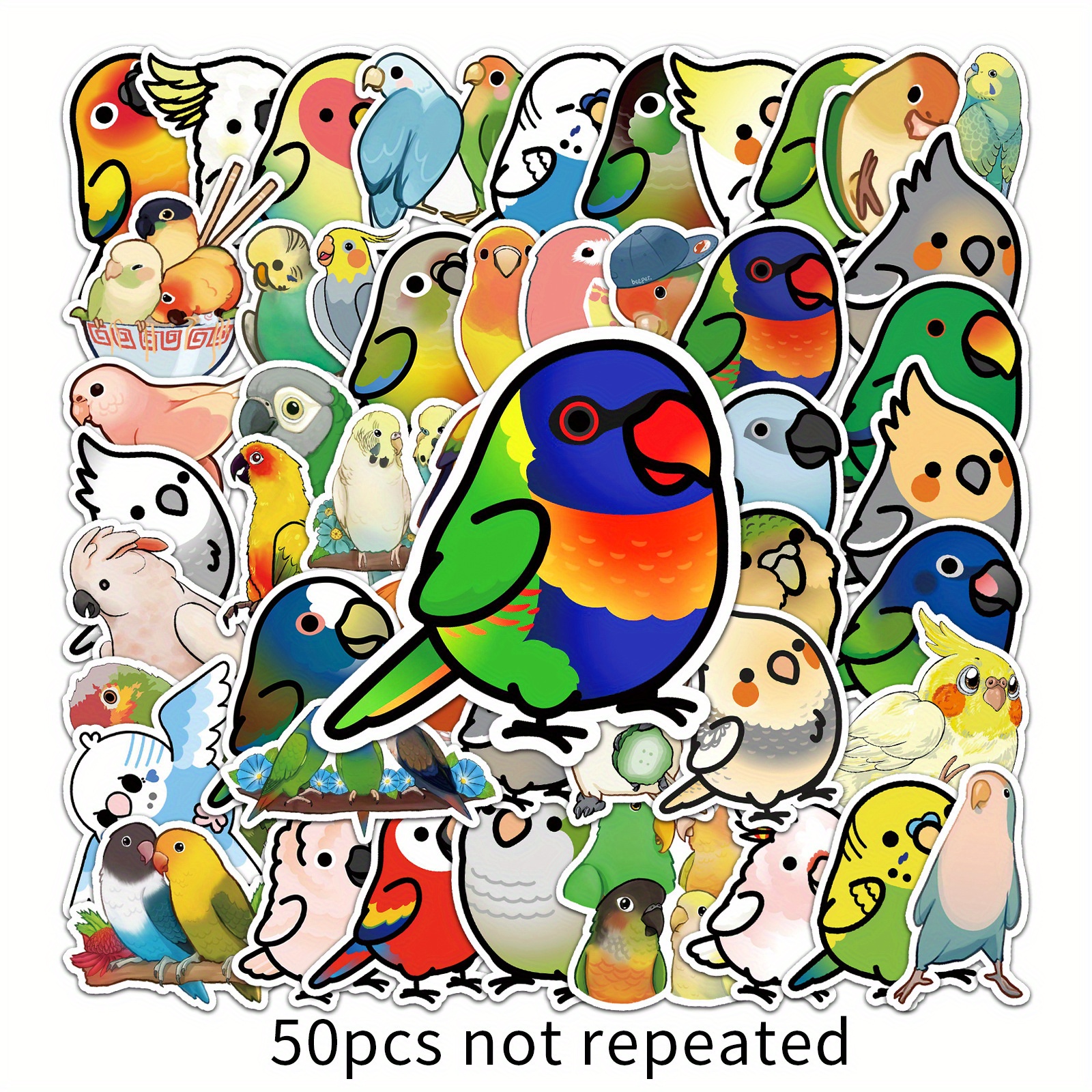  Adorable Parrot Stickers for Water Bottle,Waterproof Vinyl  50pcs Stickers for Laptop Computer Phone Bumper Skateboard Luggage Stickers  for Teenager Kids Girls : Electronics