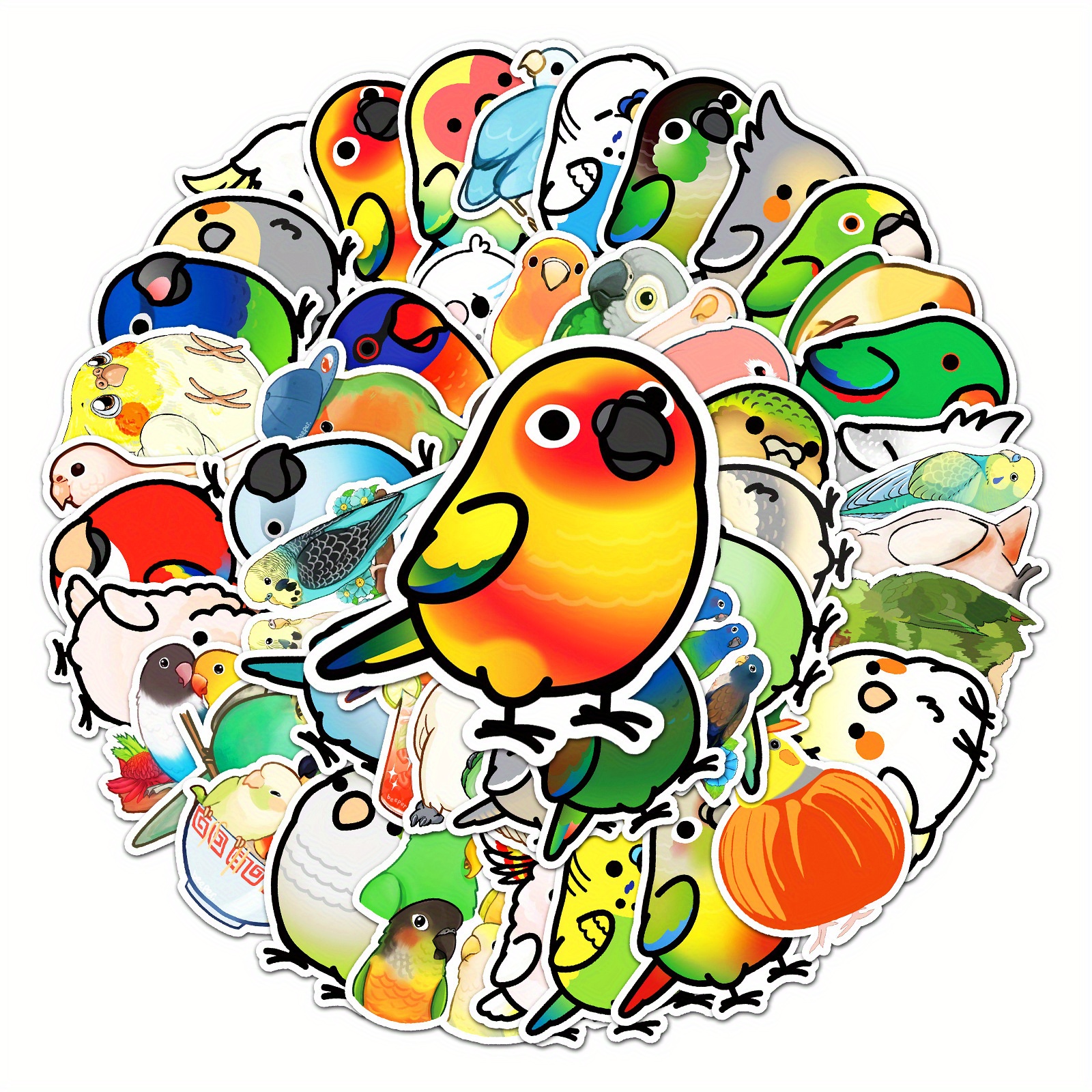40PCS Parrot Stickers Cute Birds Laptop Decal Cockatiel Waterproof Sticker  Set - RegisBox