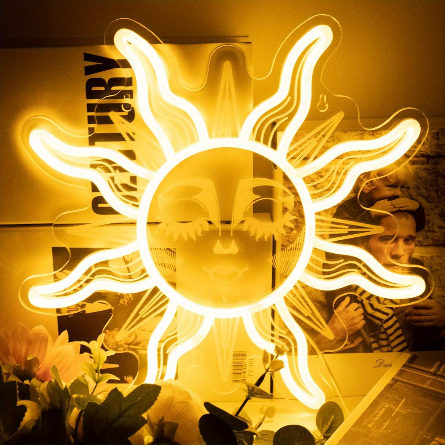 Sun Moon Neon Signs Light Warm White Sun Led Neon Lights - Temu